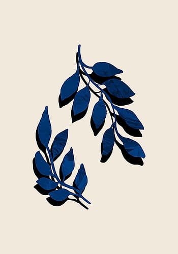 Blue Twig Brush Art Print