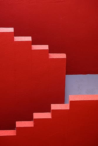 red stairs Architecture Print
