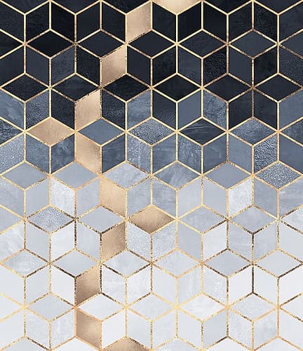 Soft Blue Gradient Cubes Art Print by Elisabeth Fredriksson