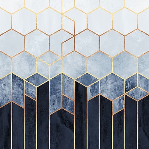 Soft Blue Hexagons Art Print by Elisabeth Fredriksson