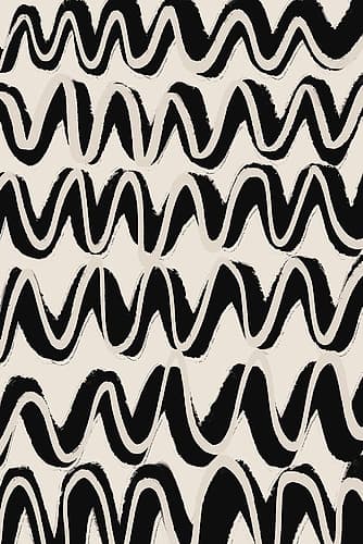 Beige Black Waves Pattern Art Print