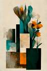Cubes And Flowers Art Print