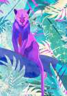 Pink Panther in the neon jungle Art Print