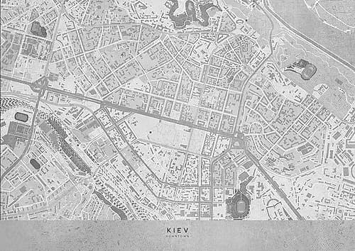 Gray map of Kiev downtown (pre-war) Minimalist Print