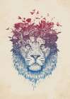 Floral lion Art Print