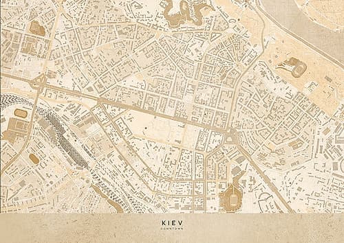 Sepia map of Kiev downtown (pre-war) Art Print
