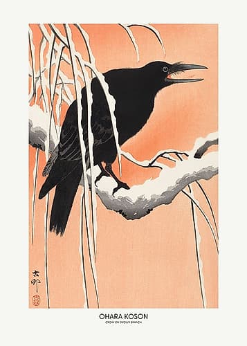 Crow On Snowy Branch Art Print