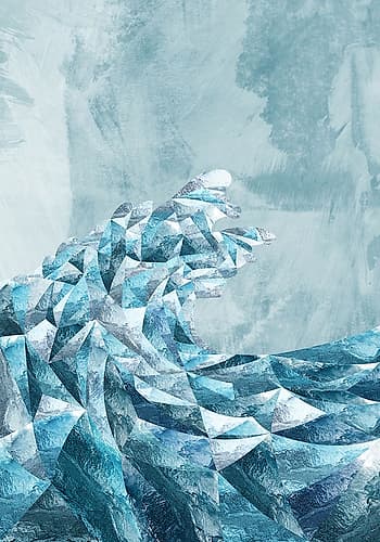 Geometric Metallic Silver Wave Art Print