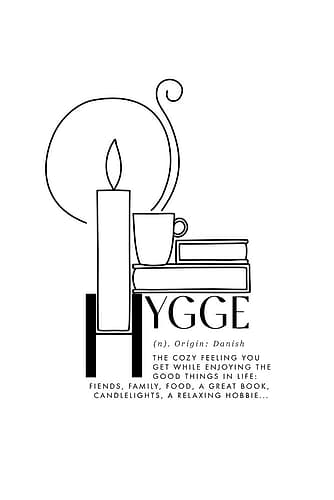 Illustrated hygge definition Coffee Print