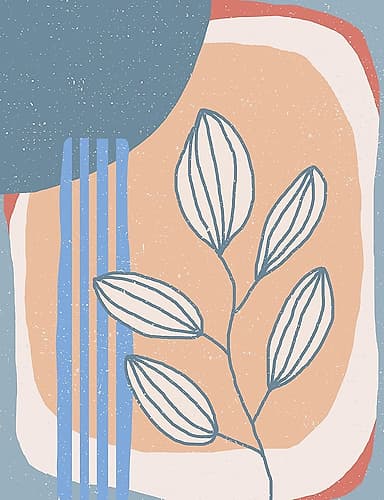 Botanical Plants and Sun Art Print