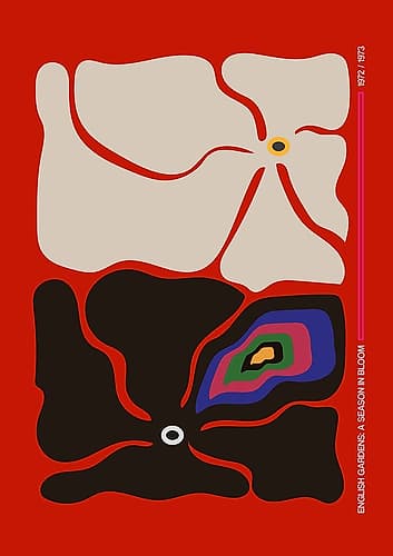 Two By Two Flower Rainbow Red Art Print