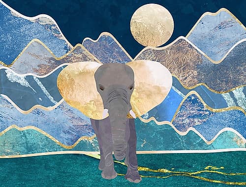 Magestic elephant mountains landscape wall mural Art Print