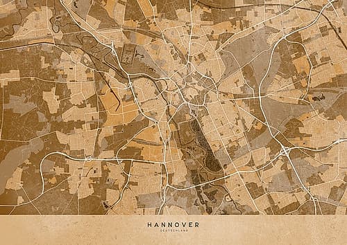Sepia vintage map of Hannover Germany Art Print