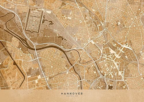 Sepia vintage map of Hannover downtown Germany Art Print