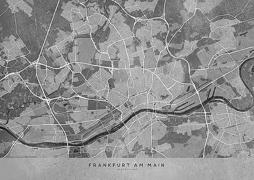 Gray vintage map of Frankfurt Germany Art Print