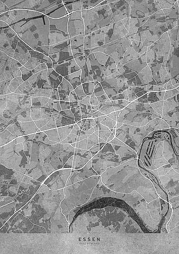 Gray vintage map of Essen Germany Minimalist Print