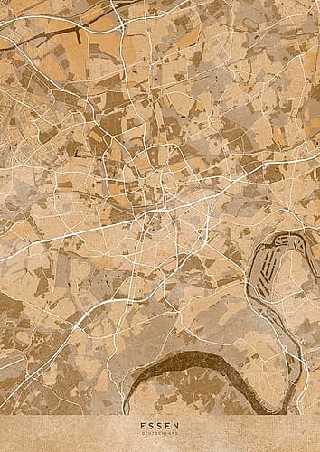 Sepia vintage map of Essen Germany Art Print