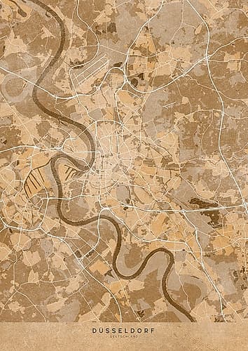 Sepia vintage map of DAAndfrac14;sseldorf Germany Art Print