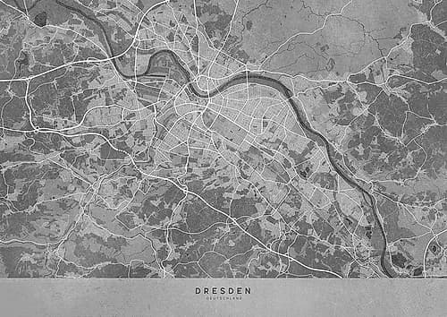 Gray vintage map of Dresden Germany Minimalist Print