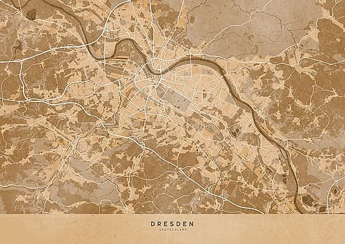 Sepia vintage map of Dresden Germany Art Print