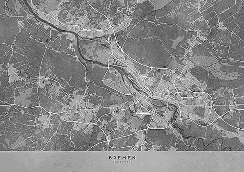 Gray vintage map of Bremen Germany Art Print