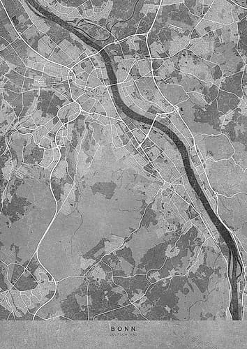 Gray vintage map of Bonn Germany Art Print