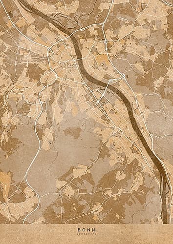Sepia vintage map of Bonn Germany Art Print