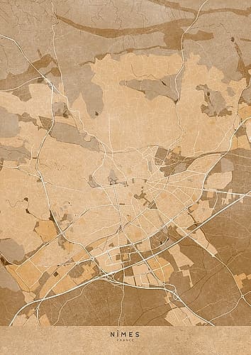 Sepia vintage map of NArmes France Art Print