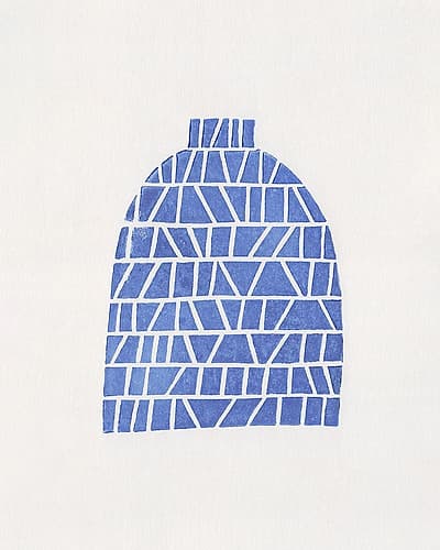Linocut Vase #5 Minimalist Print