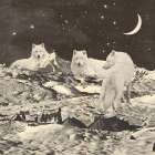 Giant White Wolves Art Print