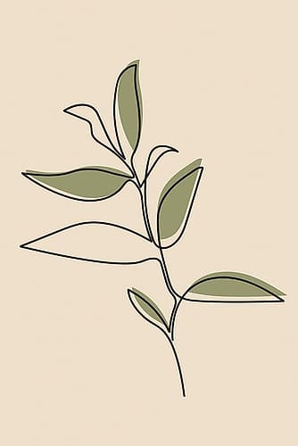 Abstract One Line Leaf Drawing I Art Print