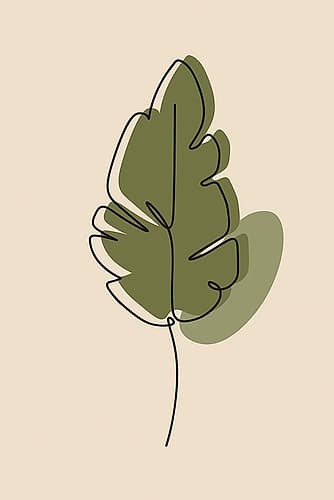 Abstract One Line Leaf Drawing Iii Art Print