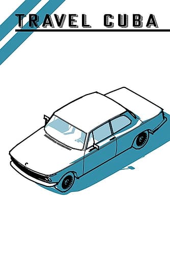 Travel Cuba Blue Car Art Print