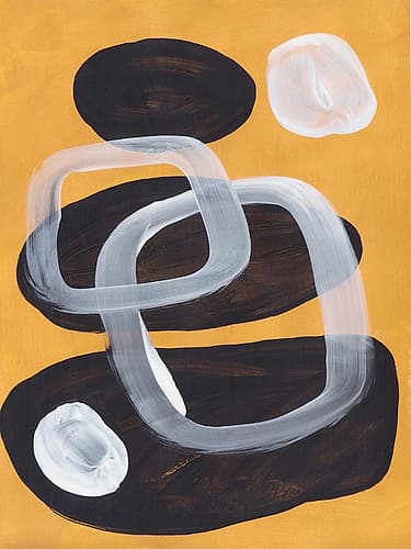Midcentury Mustard Abstract Art Print