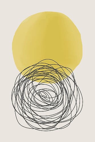 Yellow Watercolor Shapes Series #3 Minimalist Print