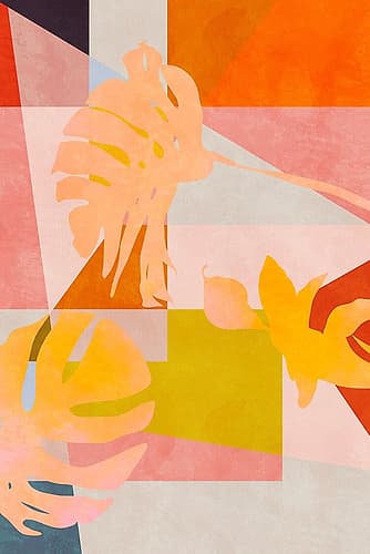 Organic Bauhaus Geometry Leaves Art Print