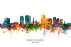 Christchurch New Zealand Skyline Art Print