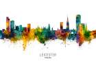 Leicester England Skyline Art Print