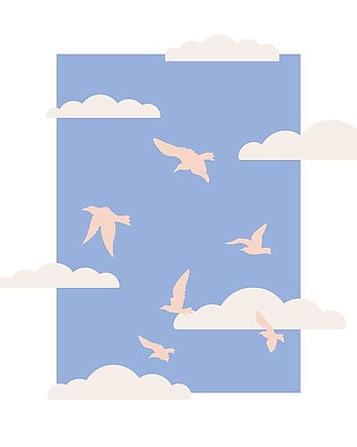 Clouds Bird Art Print