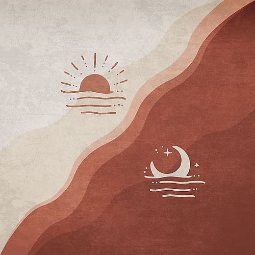 Moon And Sun Terracotta Minimalist Print