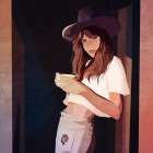 Cowgirl Kapiya Yaslanmis2 Art Print