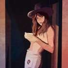 Cowgirl Kapiya Yaslanmis Art Print