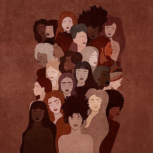 Absctract Terra Womens Faces Abstract Art Print