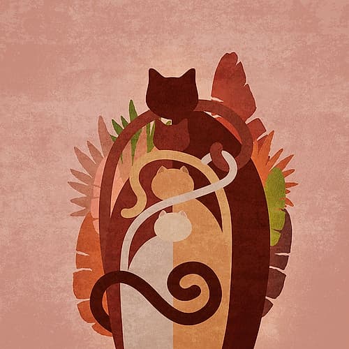 Cat Gang Boho Abstract Art Print