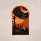 Window Desert Night And Moon Art Print