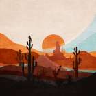 Western Cactus 01 Art Print