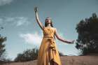 Woman In Yellow Dress Art Print