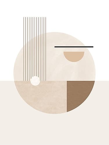 Neutral Semicircles Poster No.2 Abstract Art Print