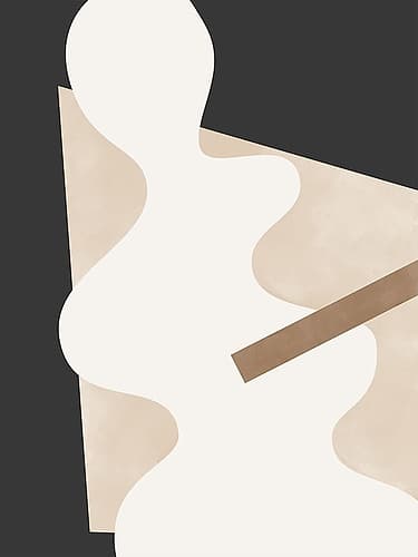 Beige Graphic Curves Art Art Print