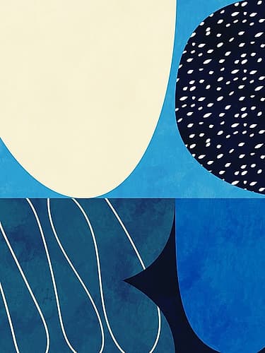 Shapes Play3 2Blue Art Print